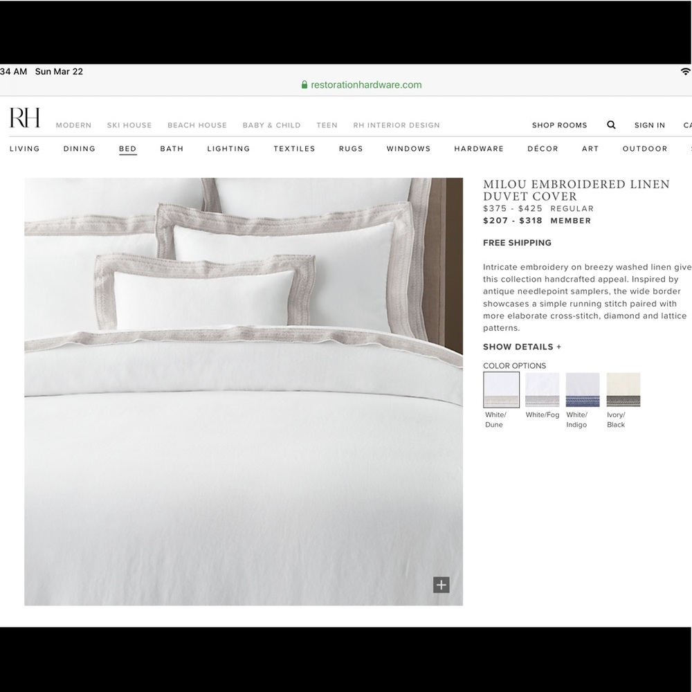 Restoration Hardware King Duvet Cover